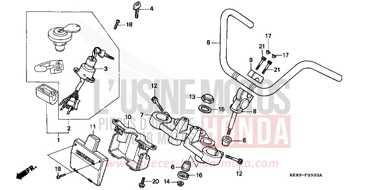 ROHRGRIFF/OBERE BRUECKE von CB1300 Super Bold'or ABS SCHWARZ (NH1) von 1996